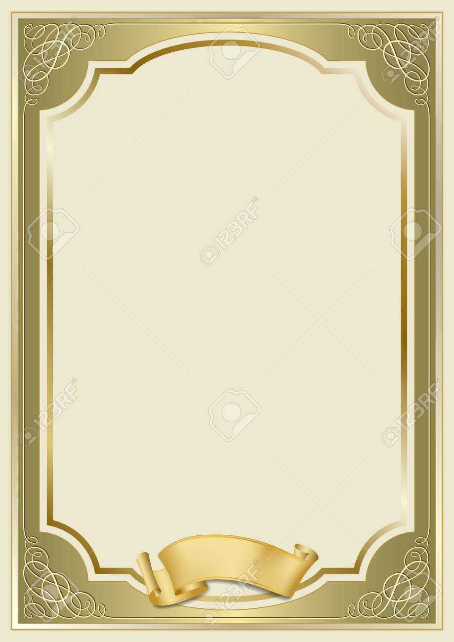 Decorative Rectangular Framework And A Scroll. Template For Diploma,.. With Certificate Scroll Template