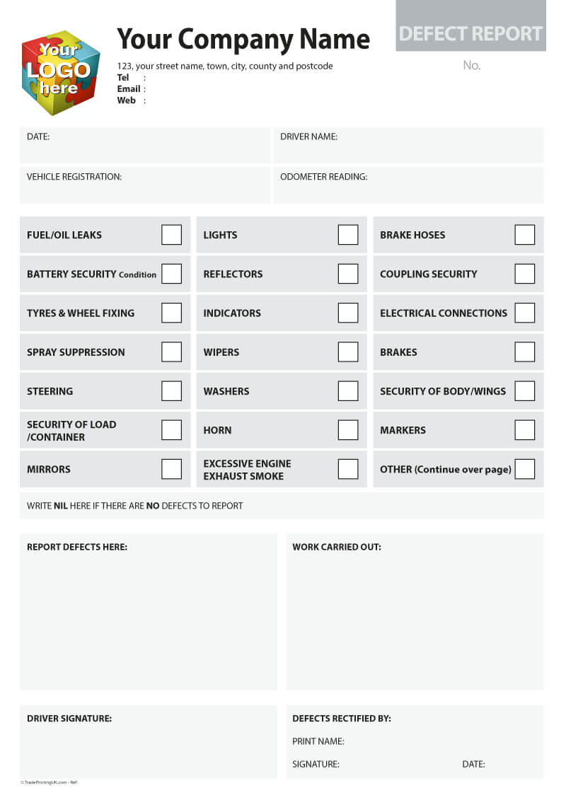 Defect Report Template Artwork For Carbonless Ncr Print From Within Ncr Report Template