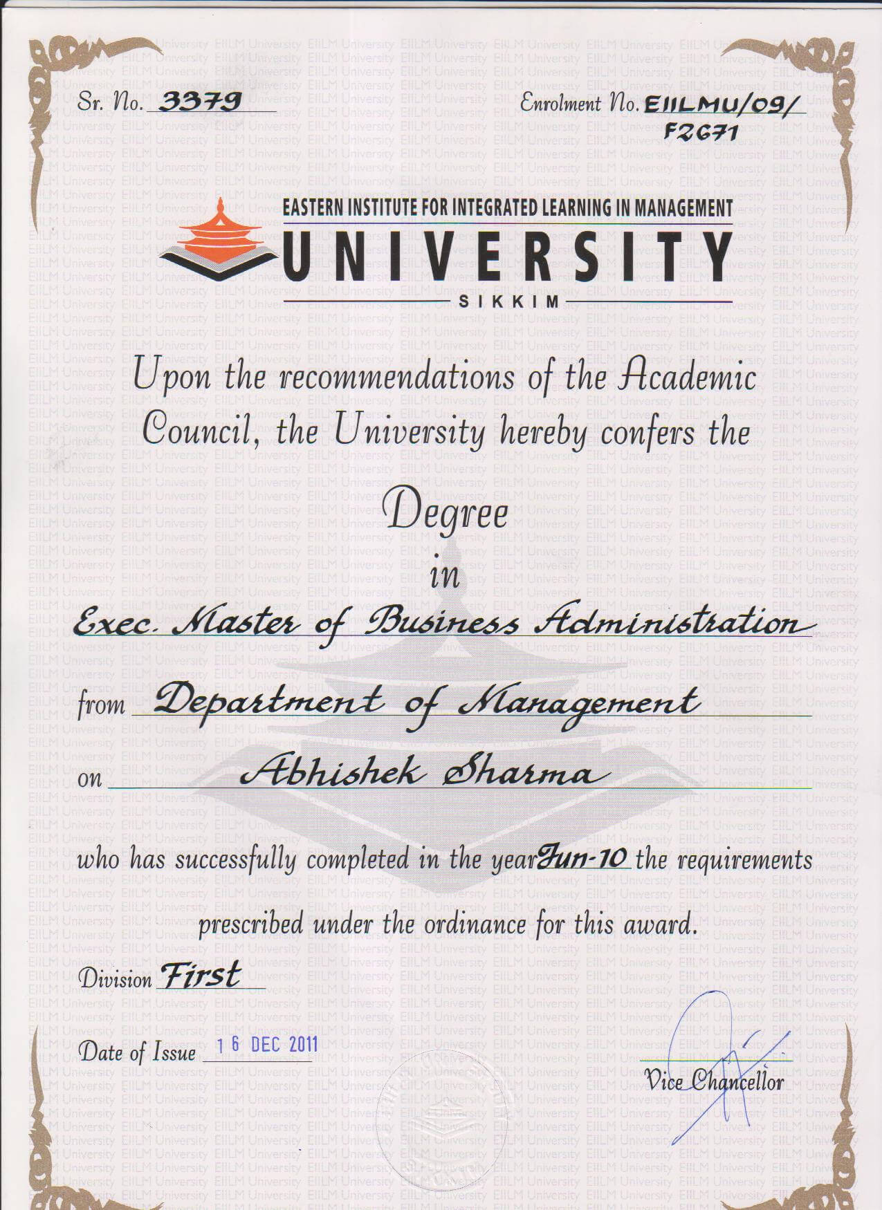 Degree: Degree Certificate Sample Degree Certificates Within University Graduation Certificate Template
