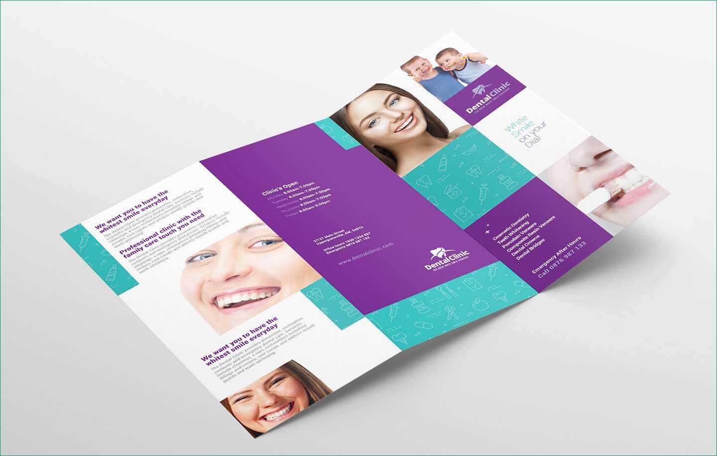 Dental Clinic Tri Fold Brochure Template In Psd Ai Beautiful In Tri Fold Brochure Template Illustrator