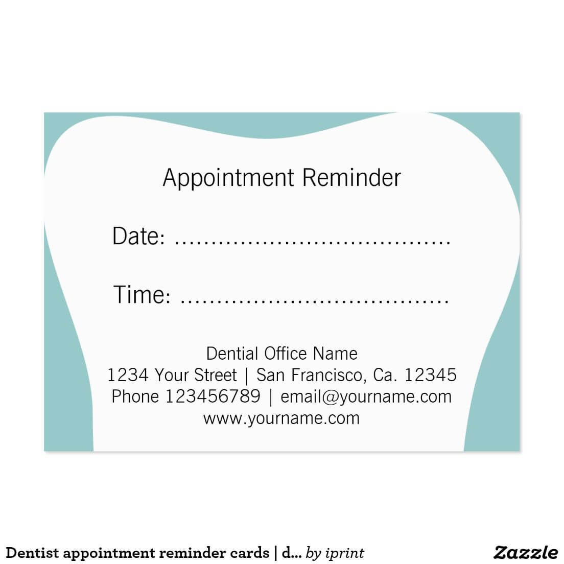 Dentist Appointment Reminder Cards | Dental Office | Zazzle Intended For Dentist Appointment Card Template
