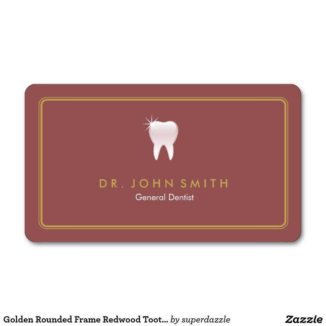 Dentist Golden Rounded Frame Redwood Tooth Dental With Regard To Dentist Appointment Card Template