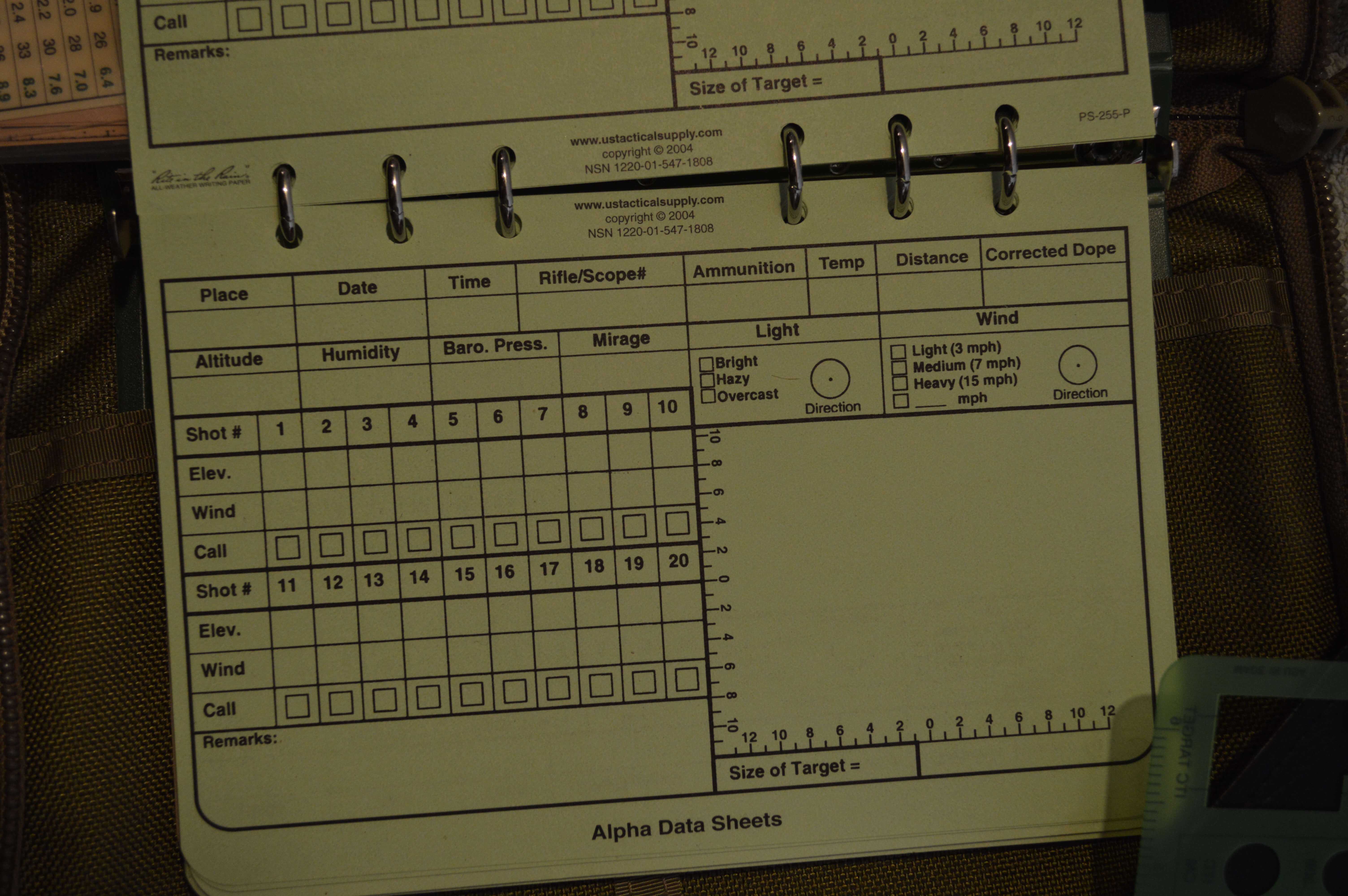 Designated Marksman Data Log Book | Gunner's Mate & Edm's Throughout Dope Card Template