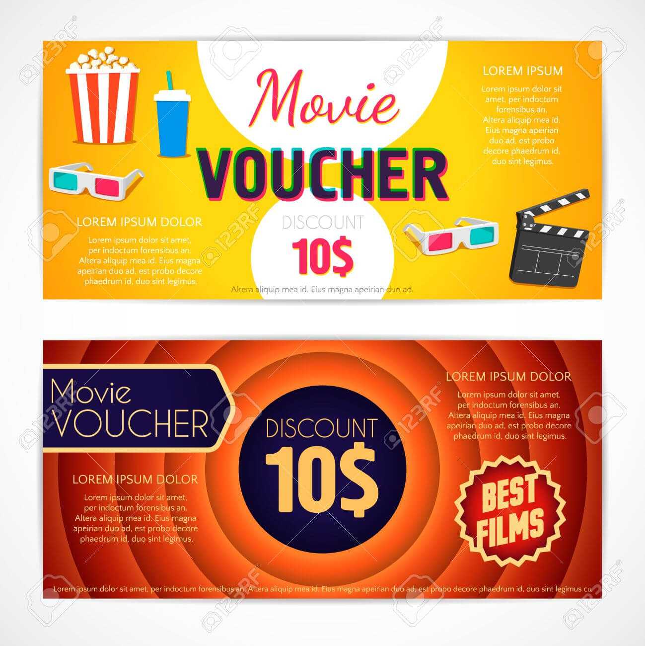 Discount Voucher Movie Template, Cinema Gift Certificate, Coupon.. Regarding Movie Gift Certificate Template