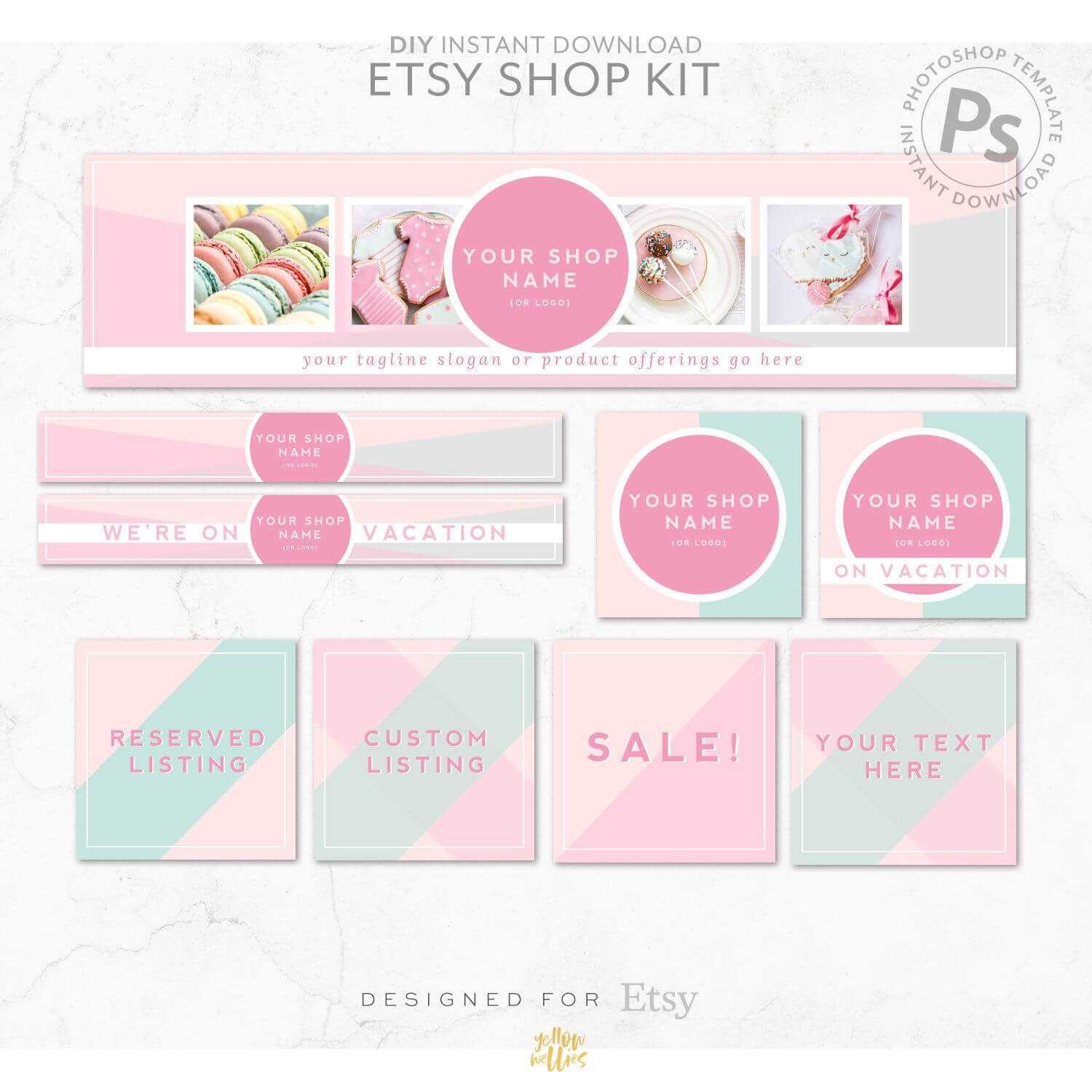 Diy Editable Etsy Shop Graphic Bundle Kit | Etsy Banner Inside Free Etsy Banner Template