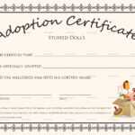 Doll Adoption Certificate Template In Pet Adoption Certificate Template