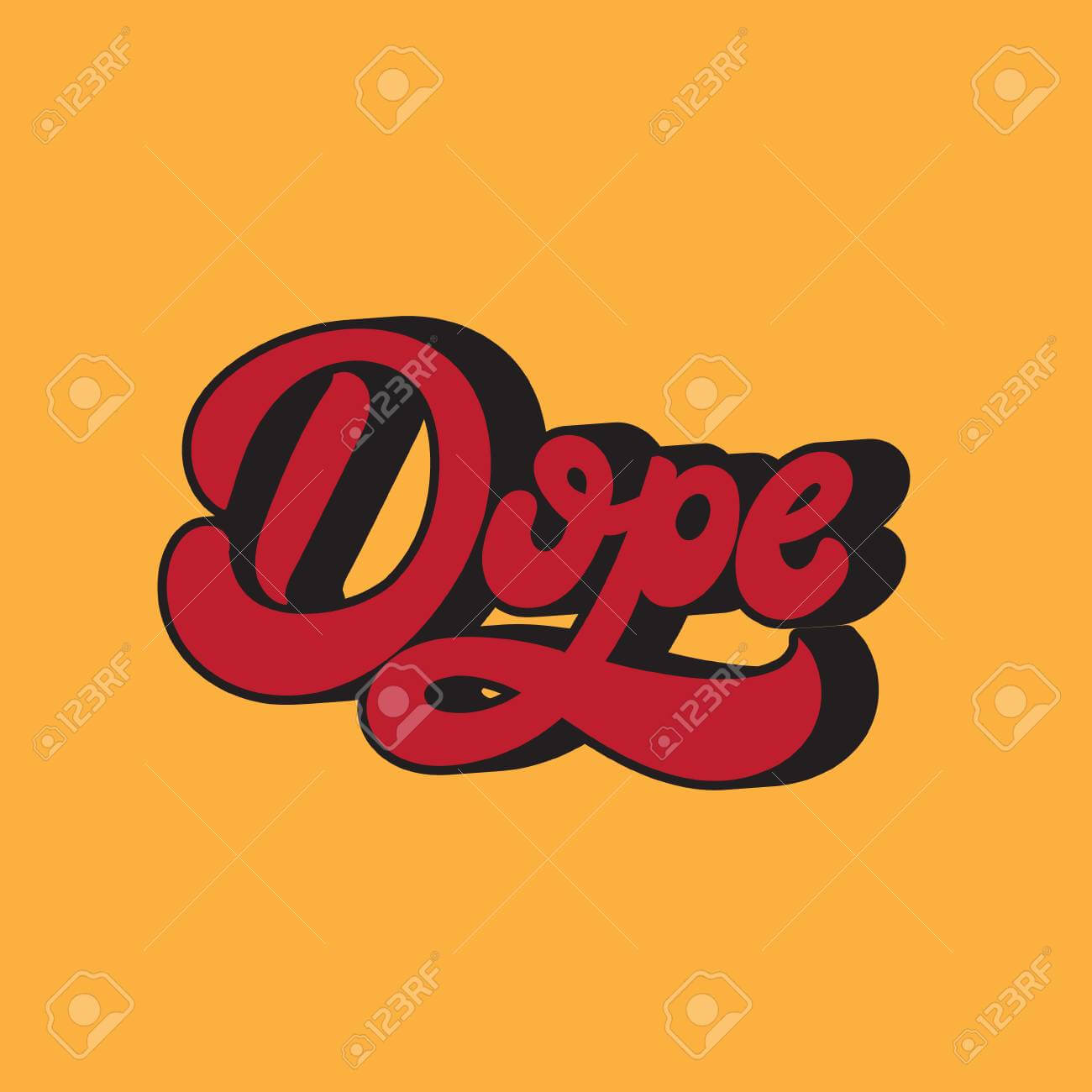 Dope. Vector Handwritten Lettering Made In 90's Style. Template.. For Dope Card Template