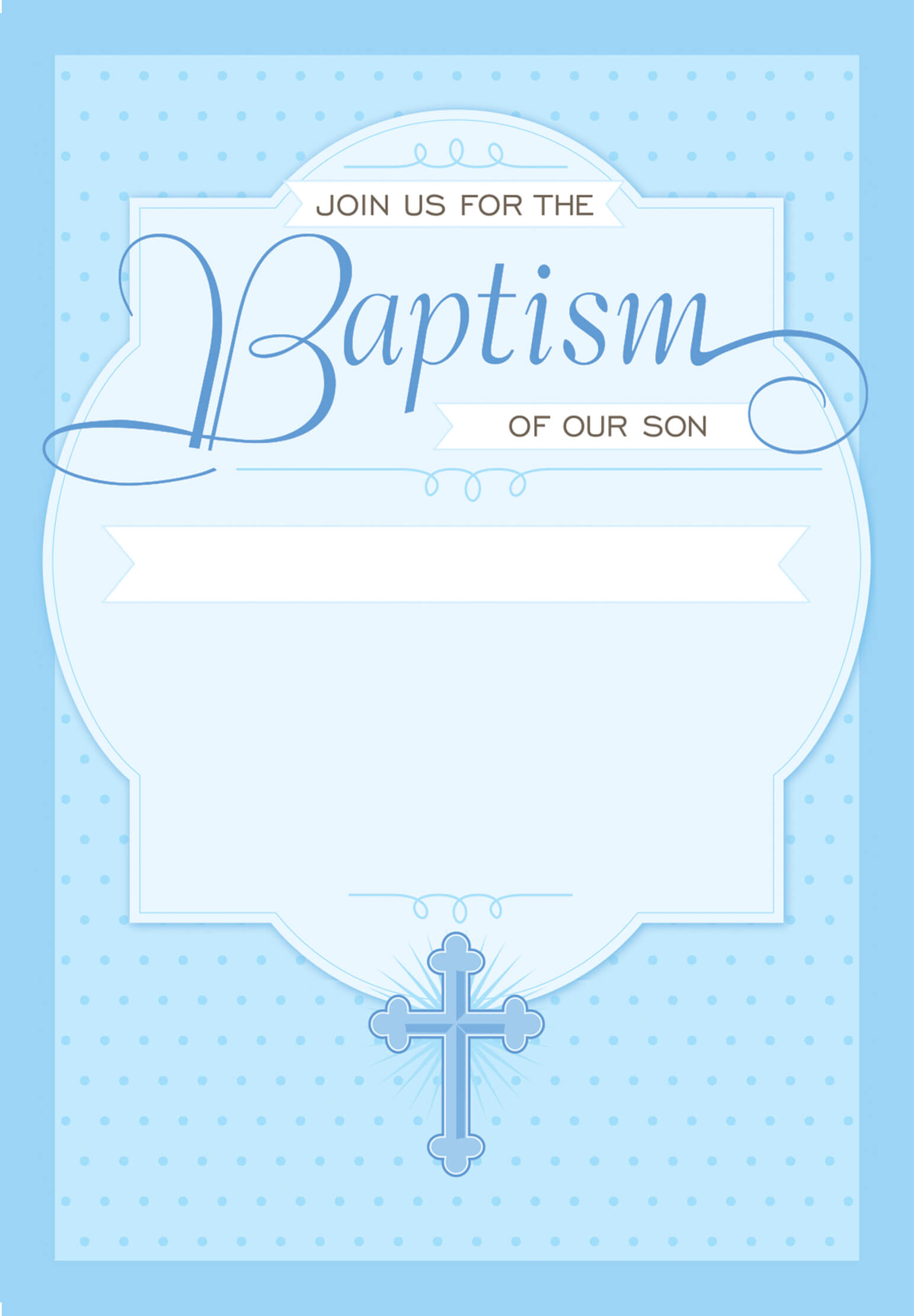 Dotted Blue - Free Printable Baptism &amp; Christening within Blank Christening Invitation Templates