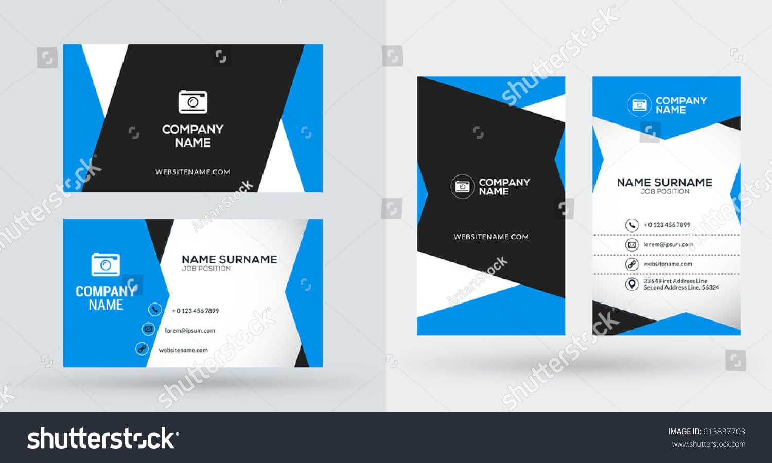 Doublesided Creative Business Card Template Portrait Stock Regarding Portrait Id Card Template