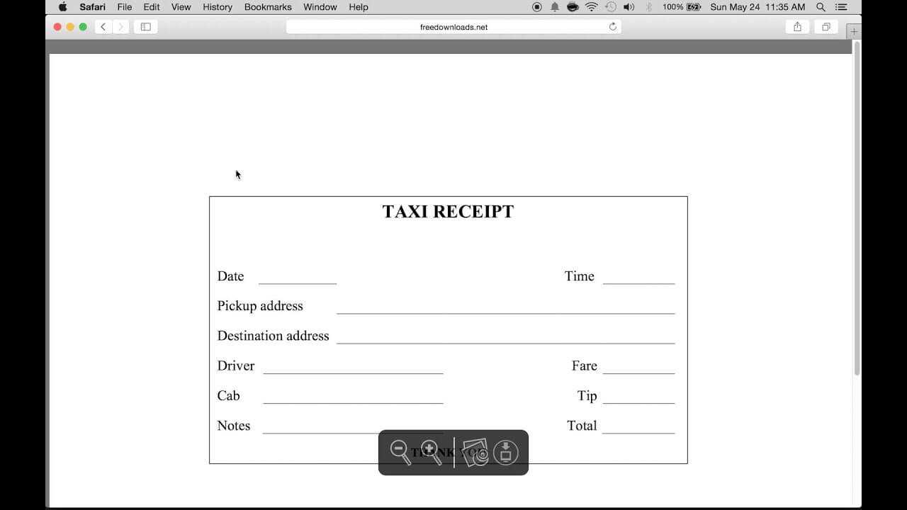 Download Blank Printable Taxi/cab Receipt Template | Excel Within Blank Taxi Receipt Template