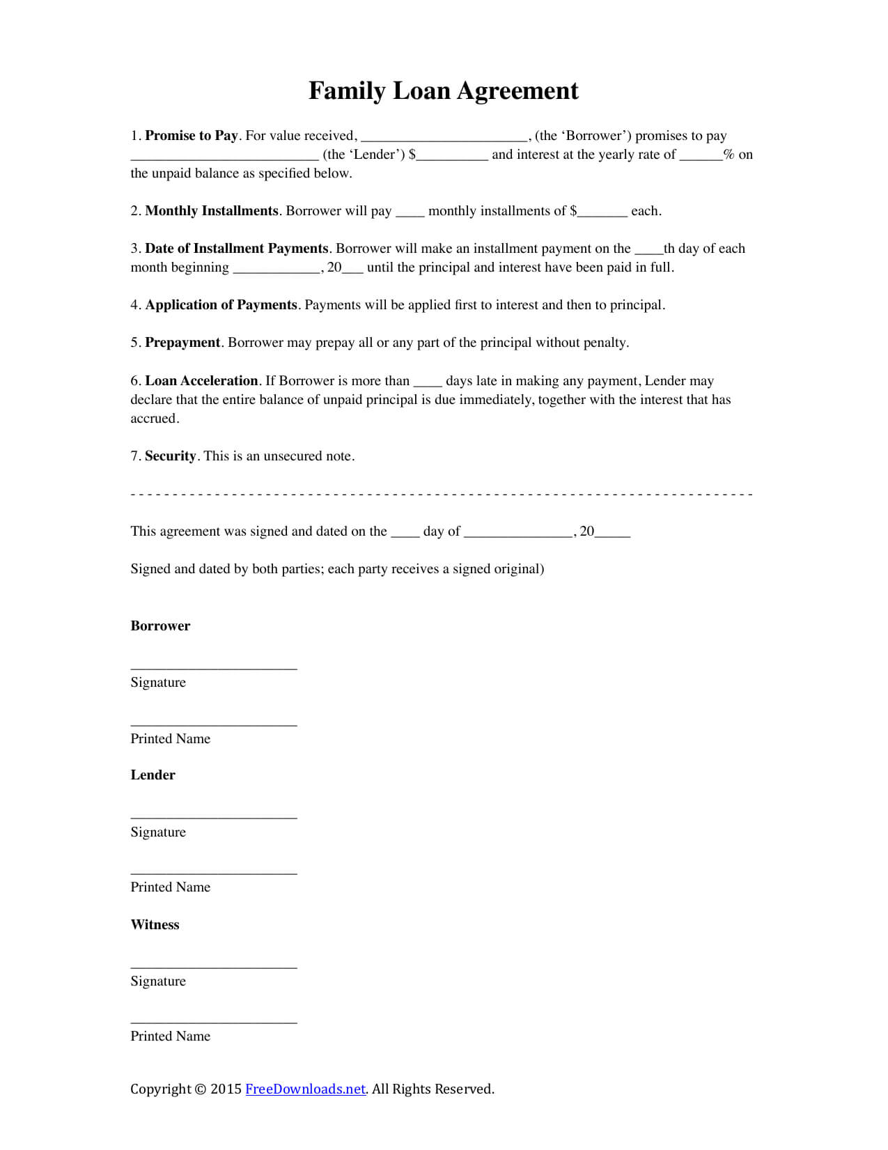 Download Family Loan Agreement Template | Pdf | Rtf | Word With Regard To Blank Loan Agreement Template