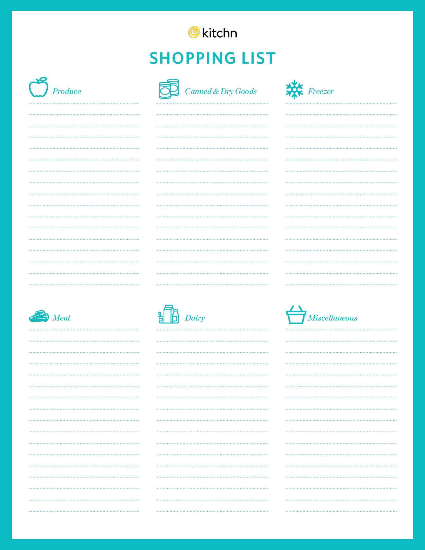 Download Our Free Printable Grocery Shopping List | Kitchn For Blank Grocery Shopping List Template