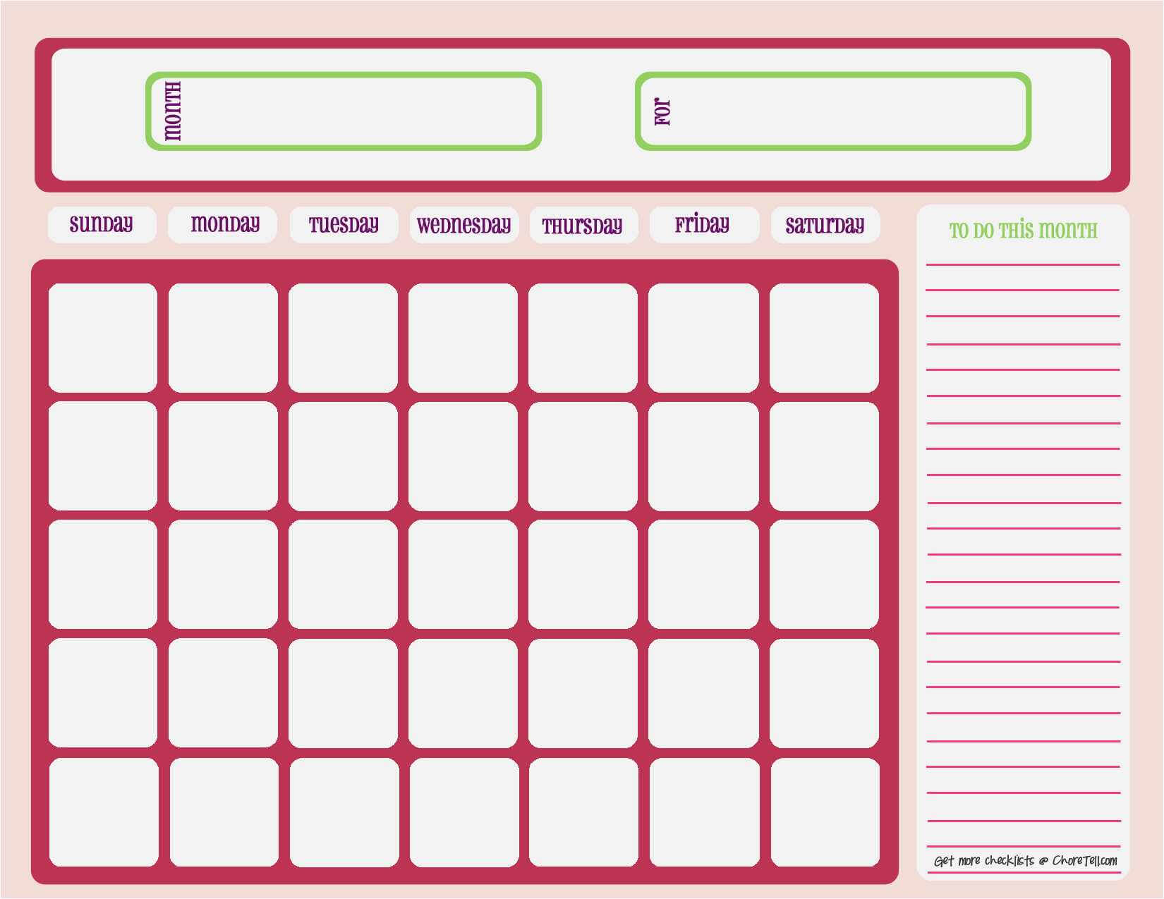 Download Printables Calendars For Kids Lovely Elegant Throughout Blank Calendar Template For Kids