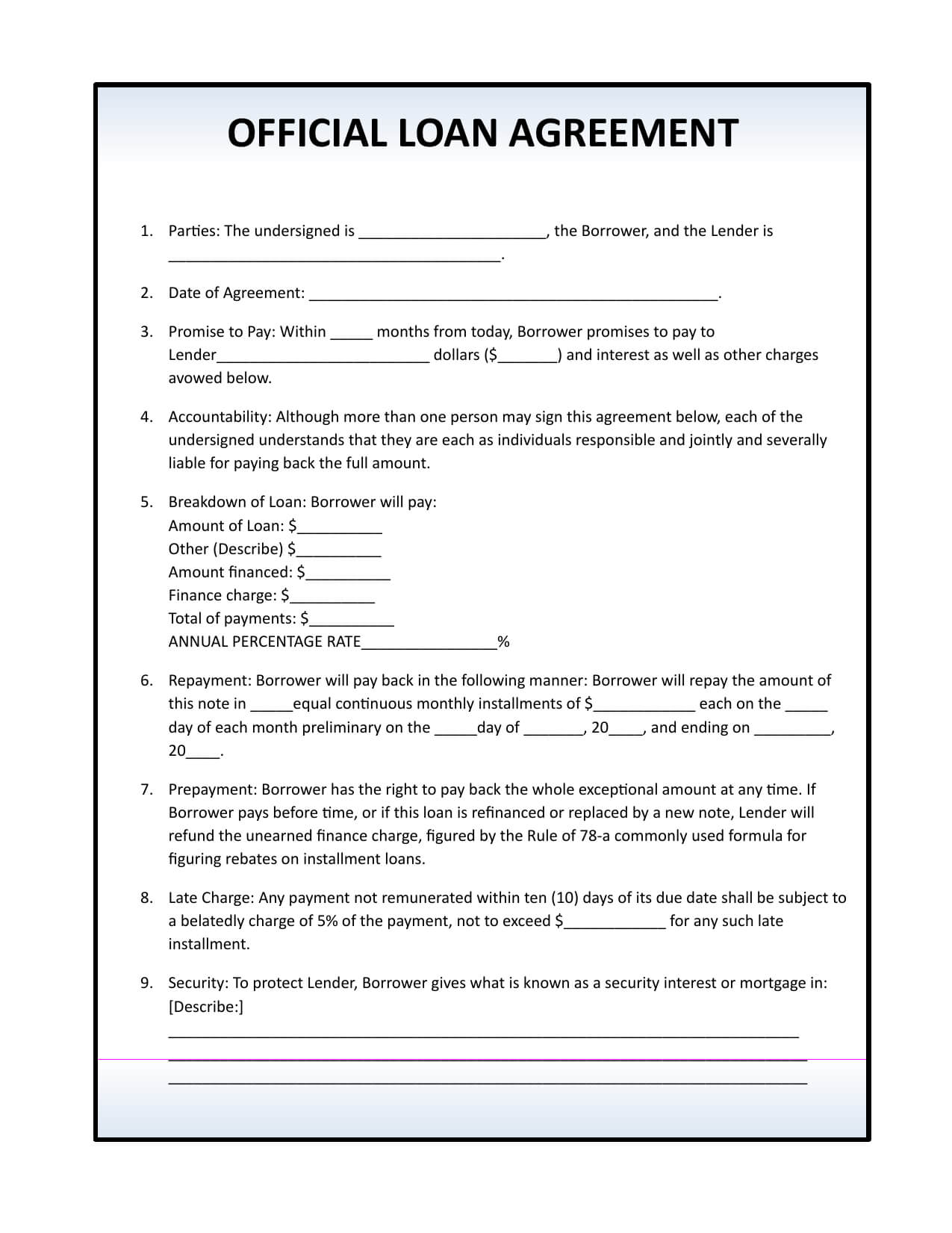Download Simple Loan Agreement Template | Pdf | Rtf | Word Within Blank Loan Agreement Template