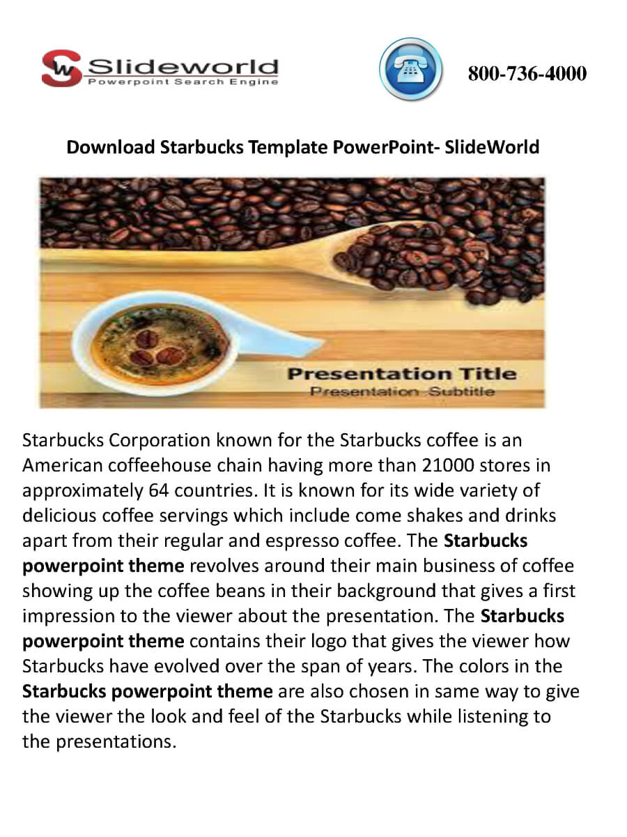 Download Starbucks Template Powerpoint  Slideworld |Authorstream With Starbucks Powerpoint Template