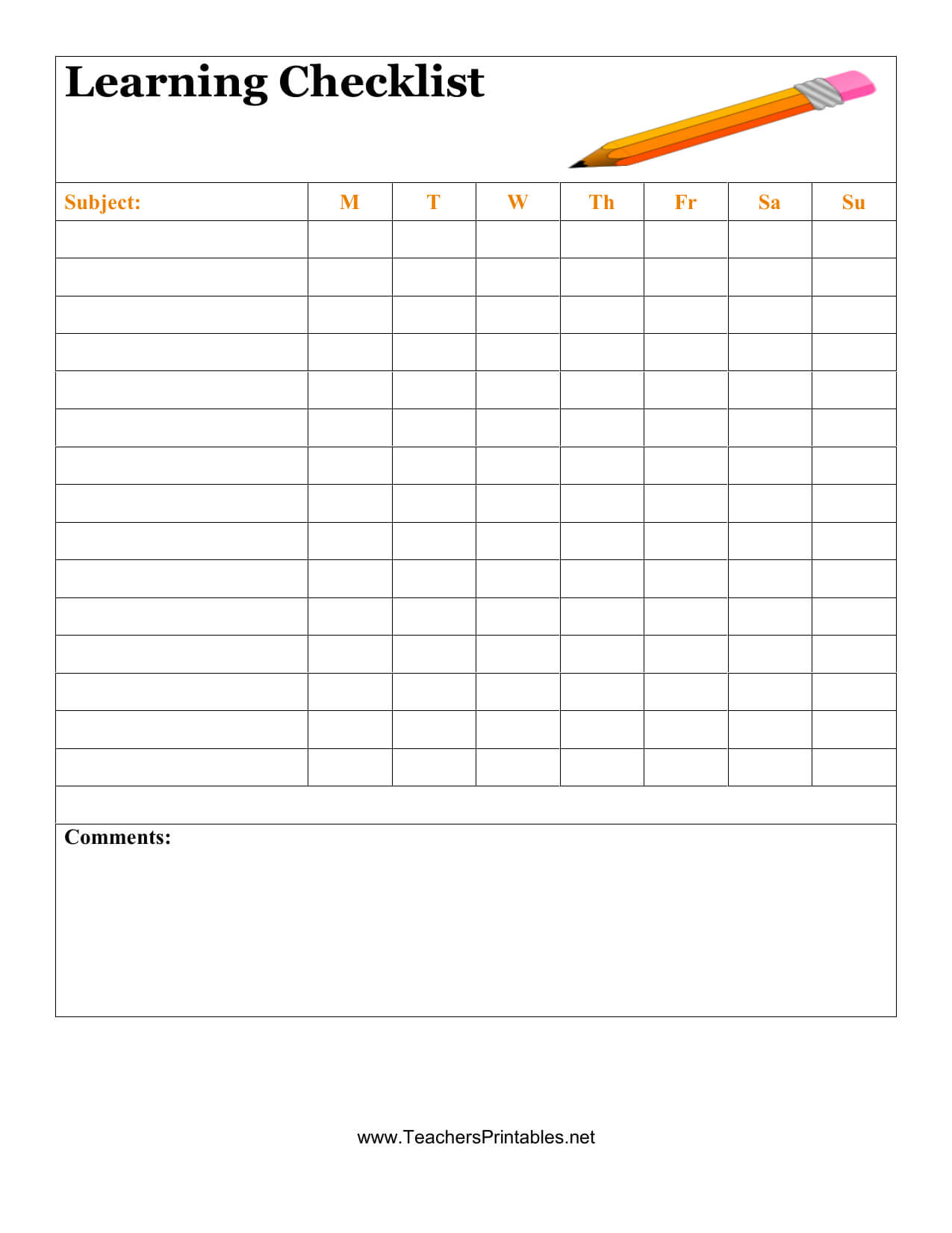 Download Student Checklist Template | Excel | Pdf | Rtf Regarding Blank Checklist Template Pdf