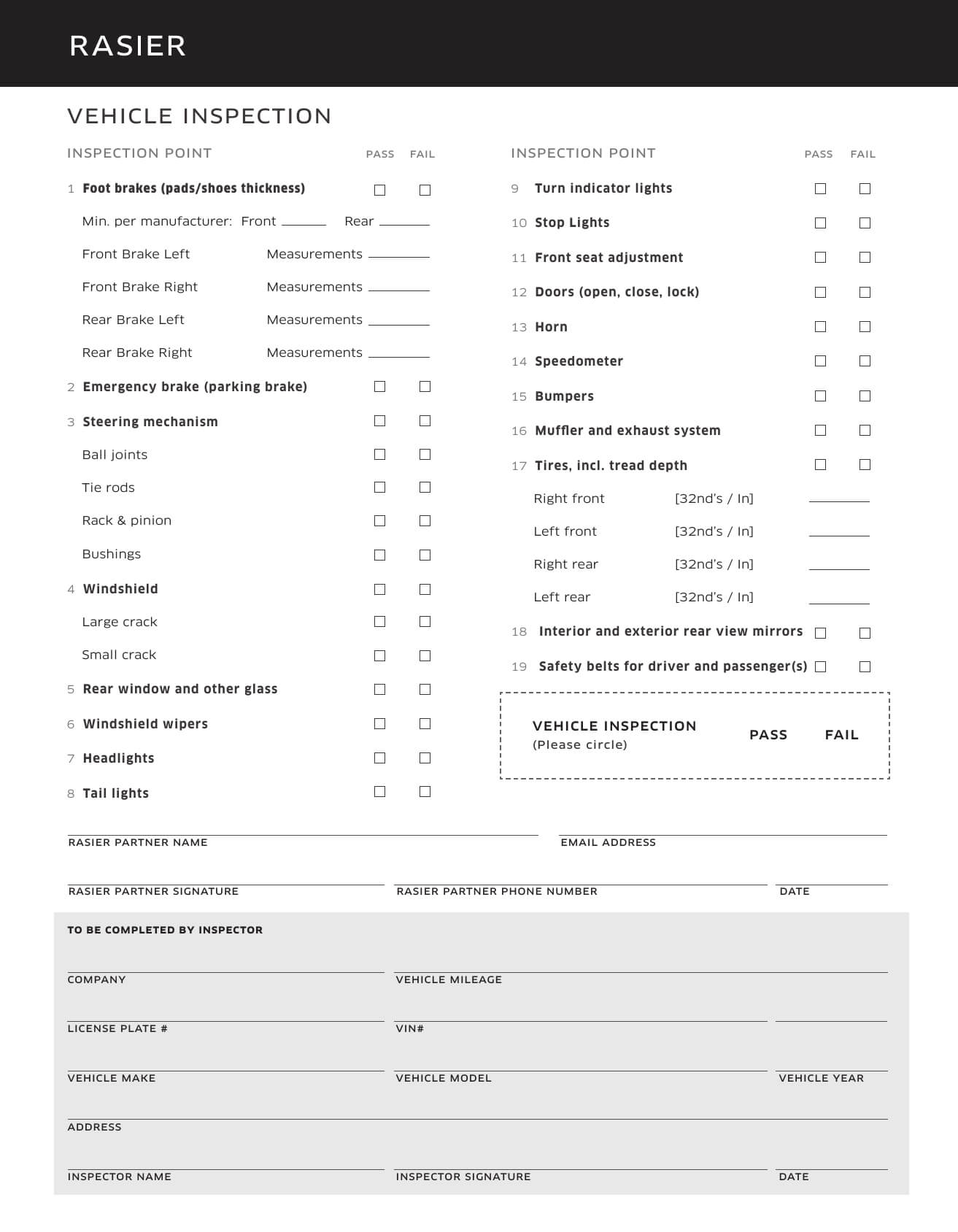 Download Vehicle Inspection Checklist Template | Excel | Pdf With Vehicle Checklist Template Word