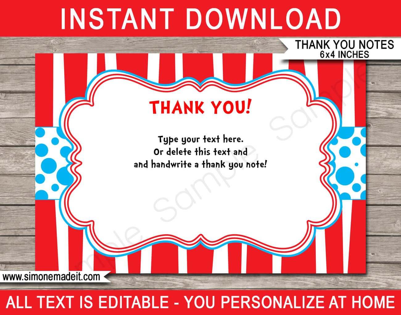 Dr Seuss Party Thank You Cards Template Intended For Dr Seuss Birthday Card Template