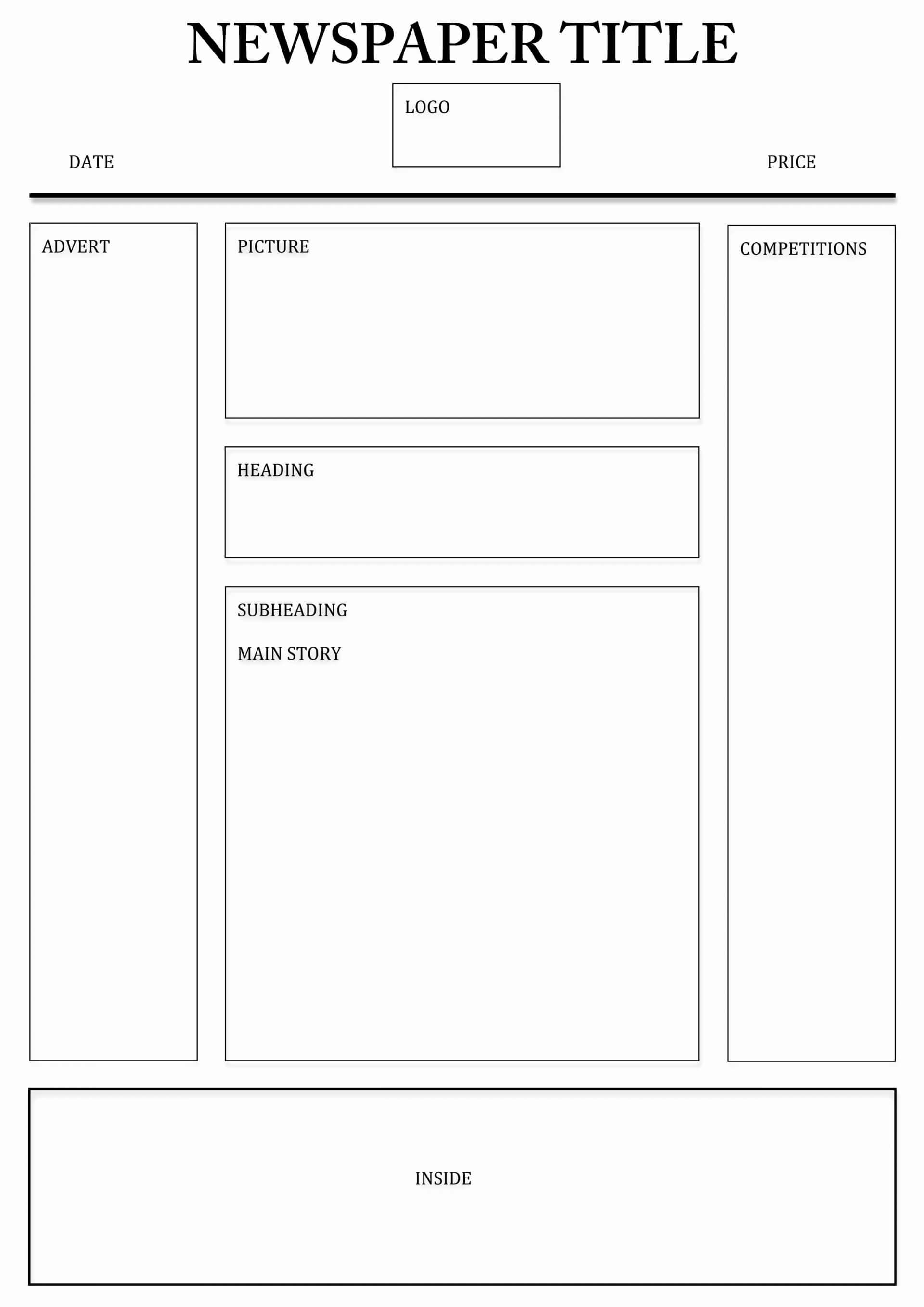 Dreaded Printable Blank Newspaper Template For Students Pertaining To Blank Newspaper Template For Word