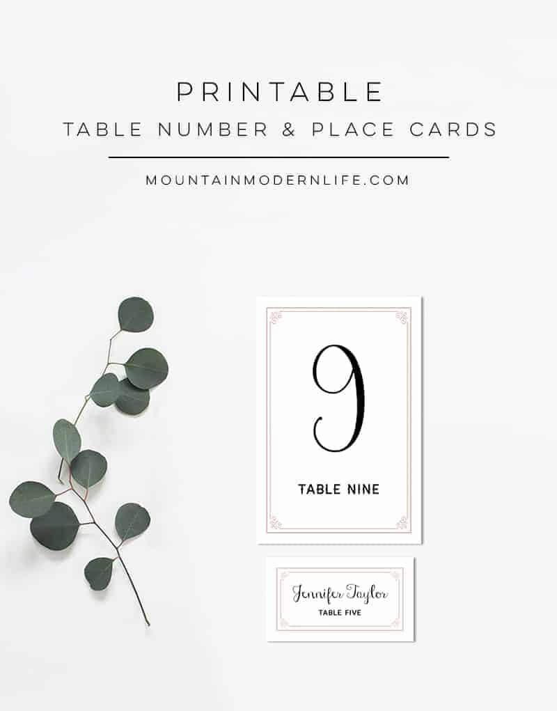 Dusty Rose Diy Table Numbers And Place Cards Regarding Table Number Cards Template