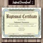 Editable Baptism Certificate Template – Pdf Adobe Reader Editable File –  Printable Certificate Template – Instant Download With Baptism Certificate Template Download