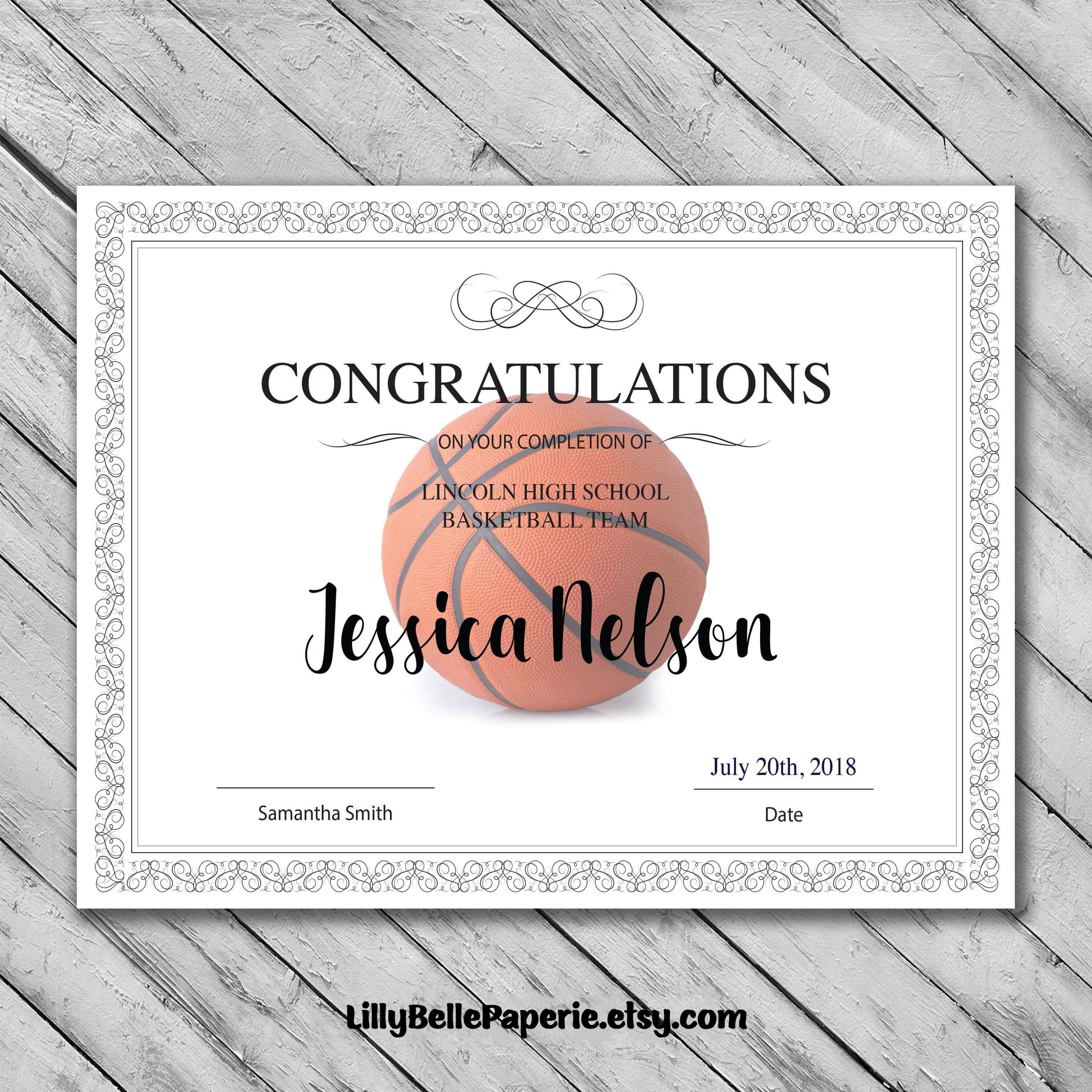 Editable Basketball Certificate Template – Printable Pertaining To Tennis Certificate Template Free