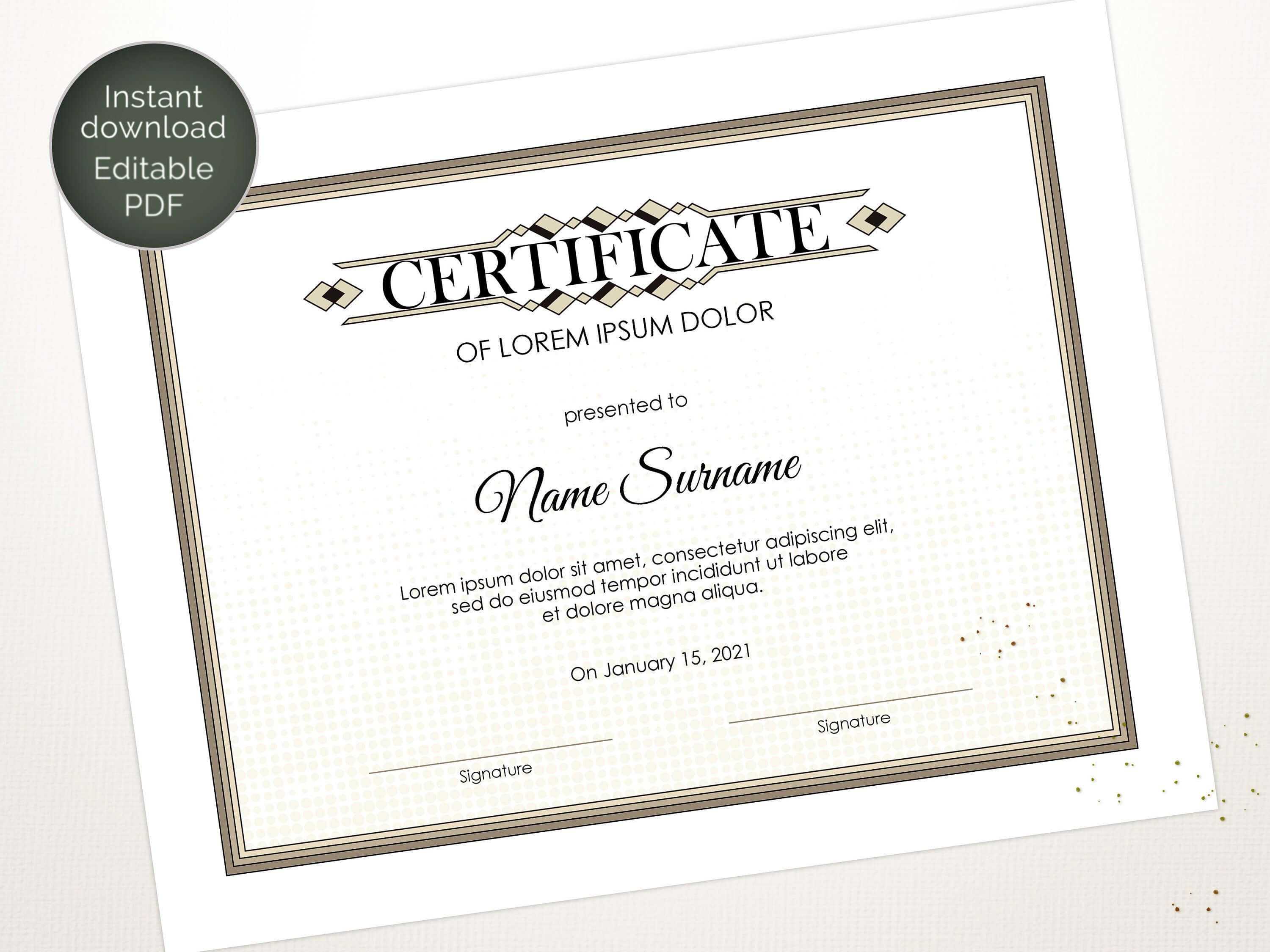 Editable Certificate Template, Blank Business Certificate For Update Certificates That Use Certificate Templates