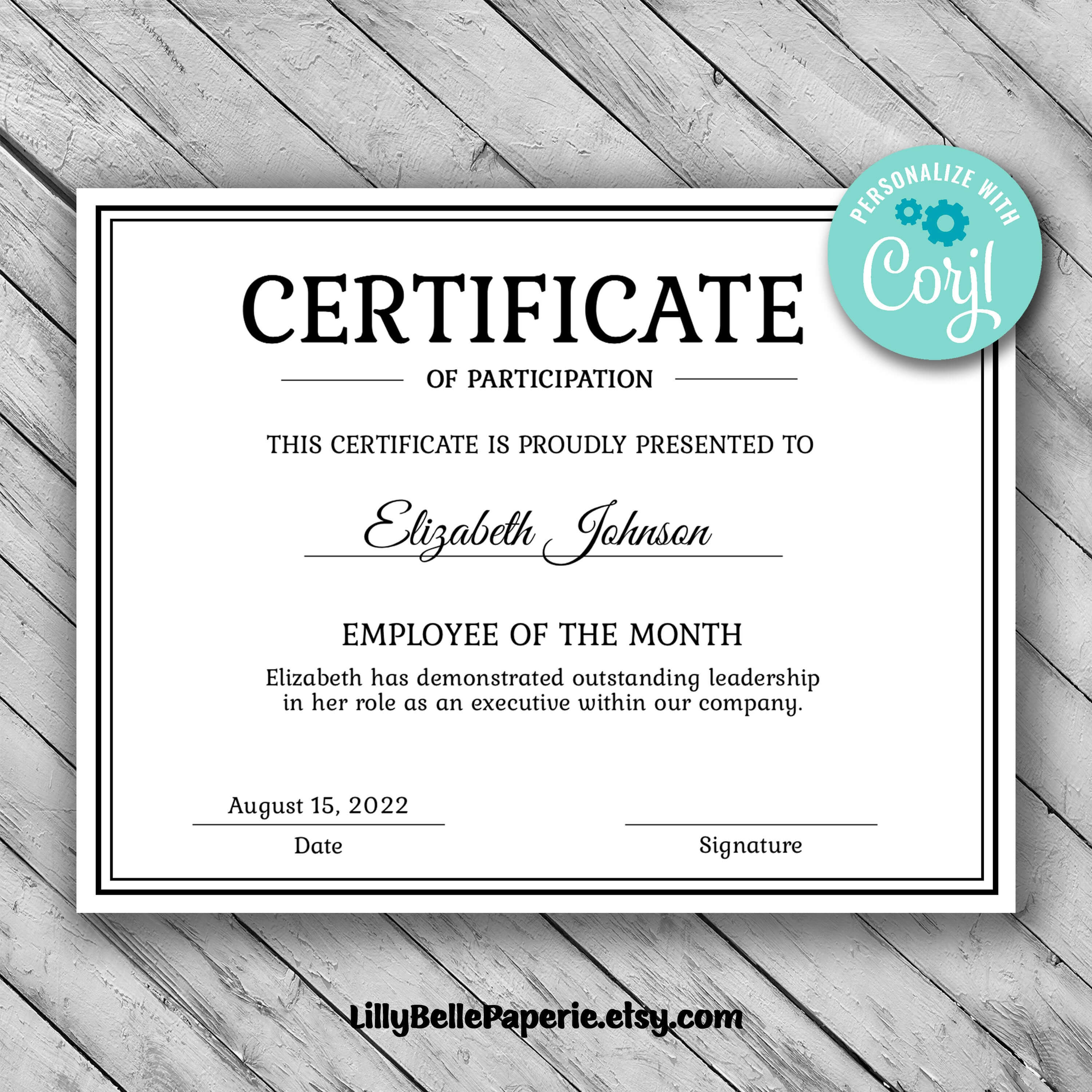 Editable Certificate Template – Employee Of The Month Certificate Template  – Template – Boss Manager Office Worker Employer Instant Download Within Manager Of The Month Certificate Template