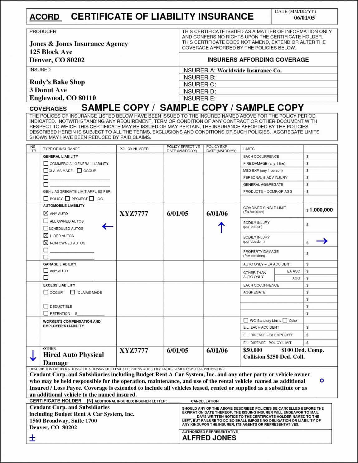 Editable Free Acord Certificate Of Liability Insurance Form In Acord Insurance Certificate Template