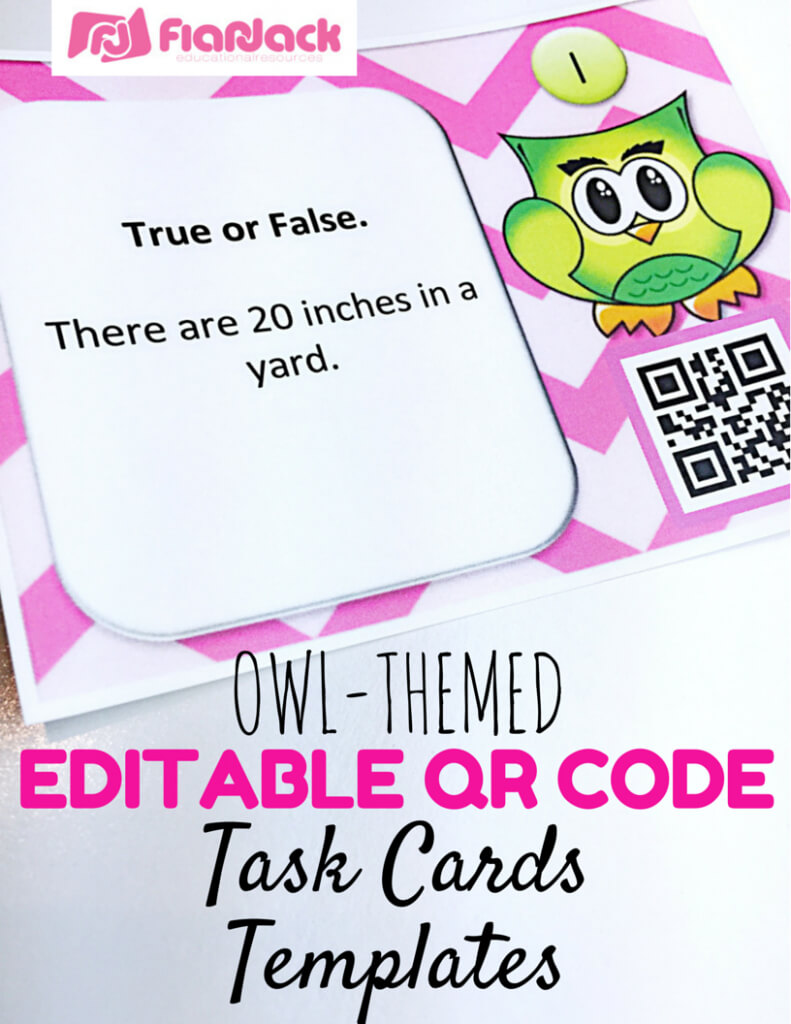 Editable Owl Qr Code Task Cards Template Freebie – Flapjack Within Task Cards Template