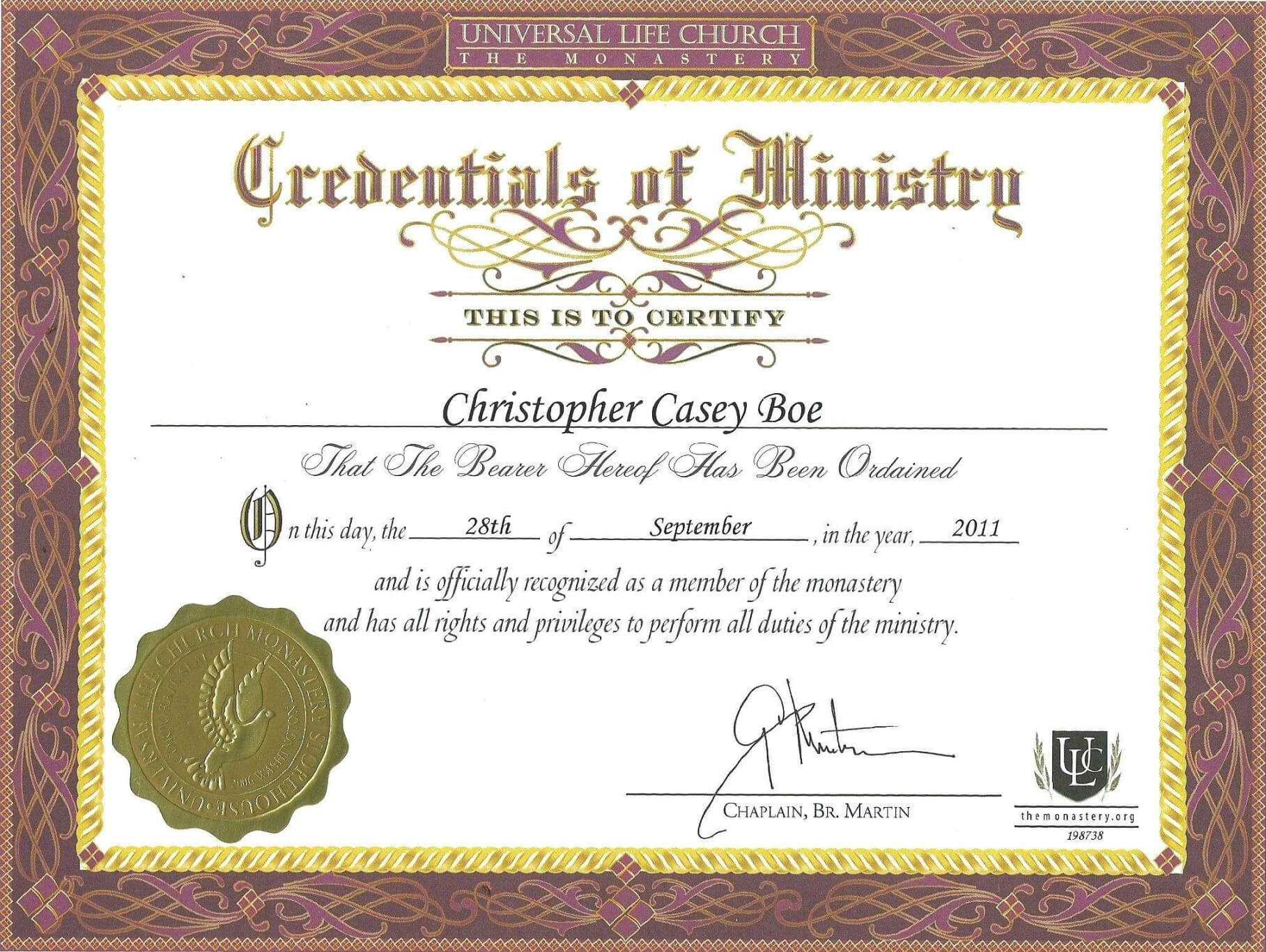 Editable Pastor Ordination Certificate Templates In Ordination Certificate Templates