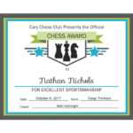 Editable Pdf Sports Game Team Chess Certificate Award Regarding Hockey Certificate Templates
