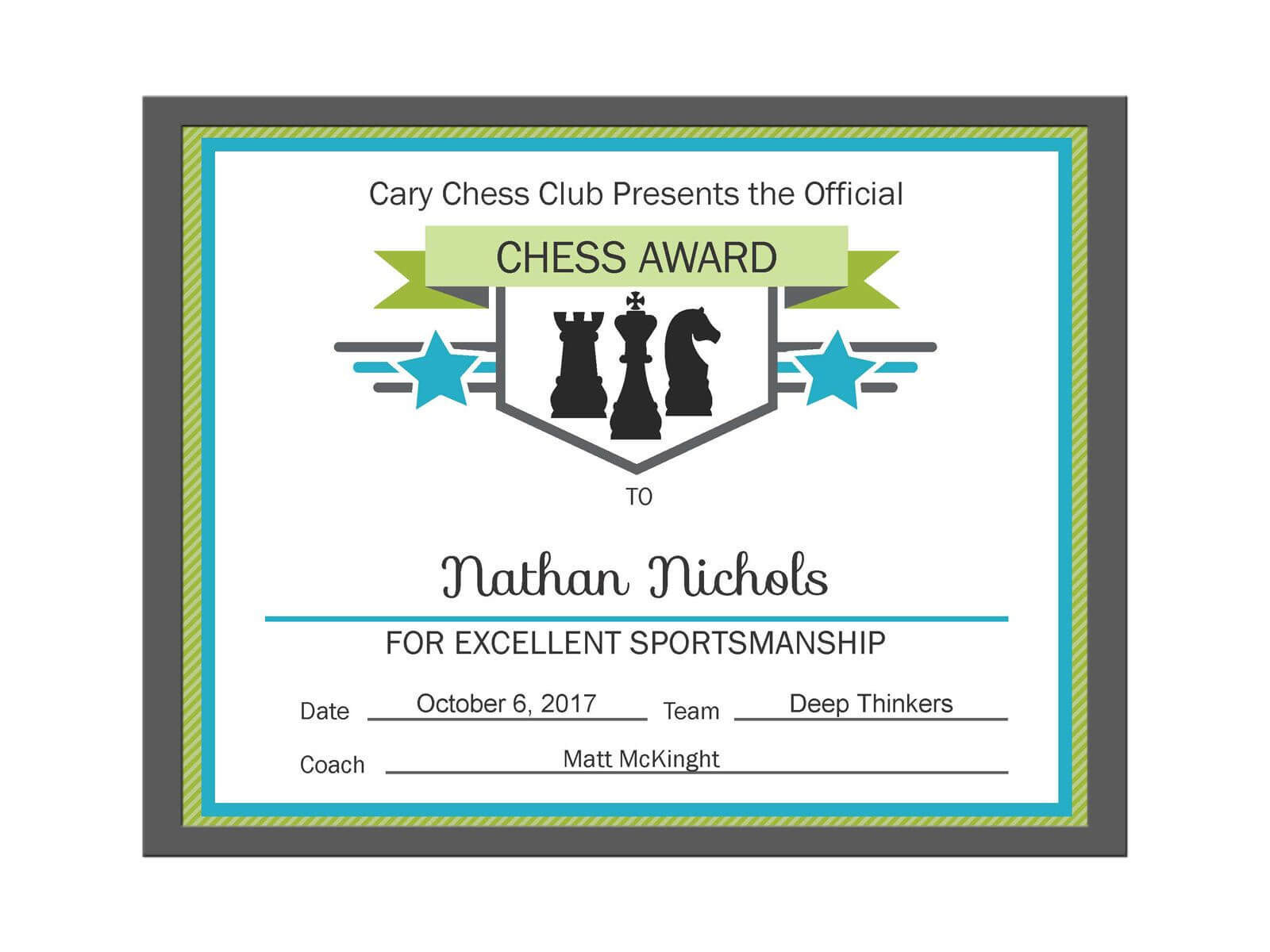 Editable Pdf Sports Game Team Chess Certificate Award Regarding Hockey Certificate Templates