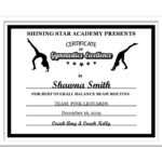 Editable Pdf Sports Team Gymnastics Certificate Award Template In Black  Letter Size Instant Download Pdf & Blank Jpg Sc 002 Gymnastics Blk In Gymnastics Certificate Template