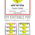 Editable Pdf Sports Team Softball Certificate Award Template For Softball Certificate Templates