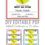 Editable Pdf Sports Team Softball Certificate Award Template For Softball Certificate Templates