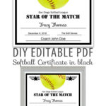 Editable Pdf Sports Team Softball Certificate Diy Award Intended For Softball Certificate Templates