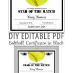 Editable Pdf Sports Team Softball Certificate Diy Award Intended For Softball Certificate Templates