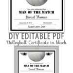 Editable Pdf Sports Team Volleyball Certificate Diy Award Inside Free Softball Certificate Templates