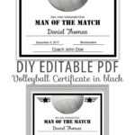 Editable Pdf Sports Team Volleyball Certificate Diy Award Throughout Softball Certificate Templates Free