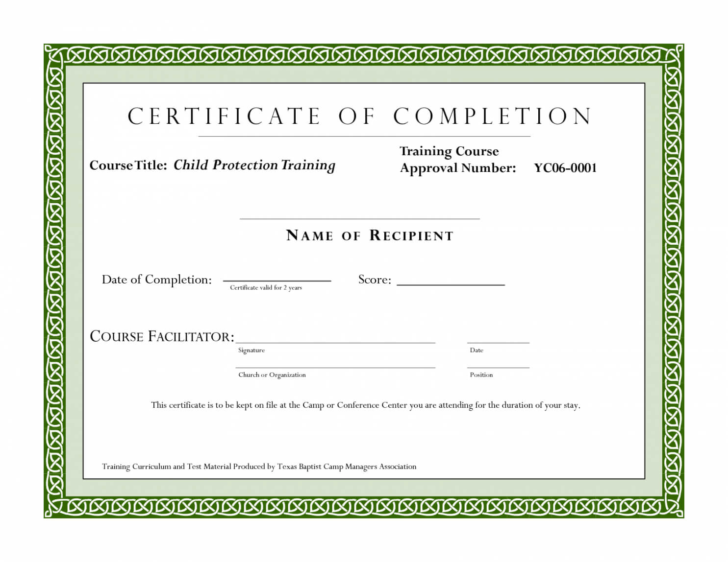 Editable Sample Certificate For Training Completion In Fall Protection Certification Template