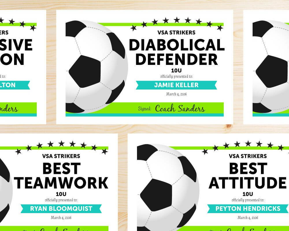 Editable Soccer Award Certificates – Instant Download Within Soccer Award Certificate Templates Free