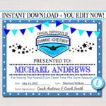 Editable Swim Team Award Certificates, Instant Download, Swimming Awards,  Swimmer Party Printable, Printable Award Sports Swim Certificates Regarding Swimming Certificate Templates Free