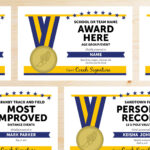 Editable Track And Field Award Certificates – Instant Download Printable –  Blue And Gold Within Track And Field Certificate Templates Free