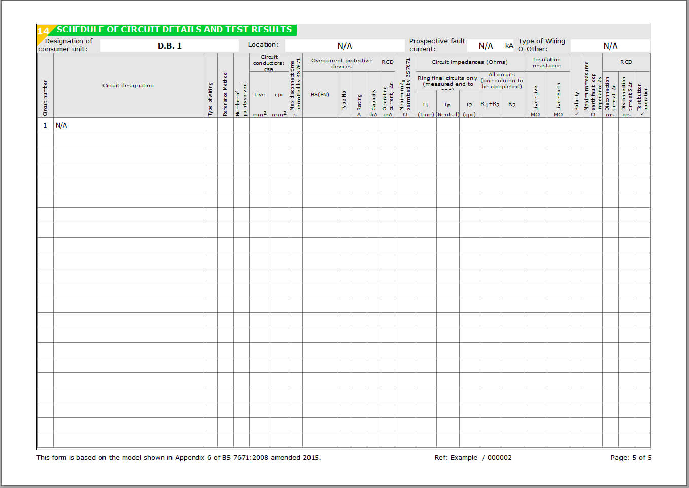 Electrical Installation Certification Regarding Electrical Installation Test Certificate Template