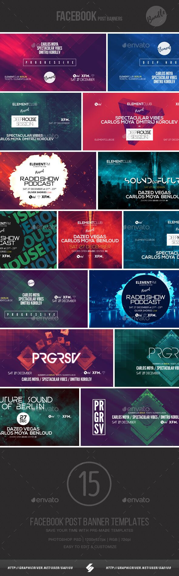 Electronic Music Event Facebook Post Banner Templates Psd With Event Banner Template