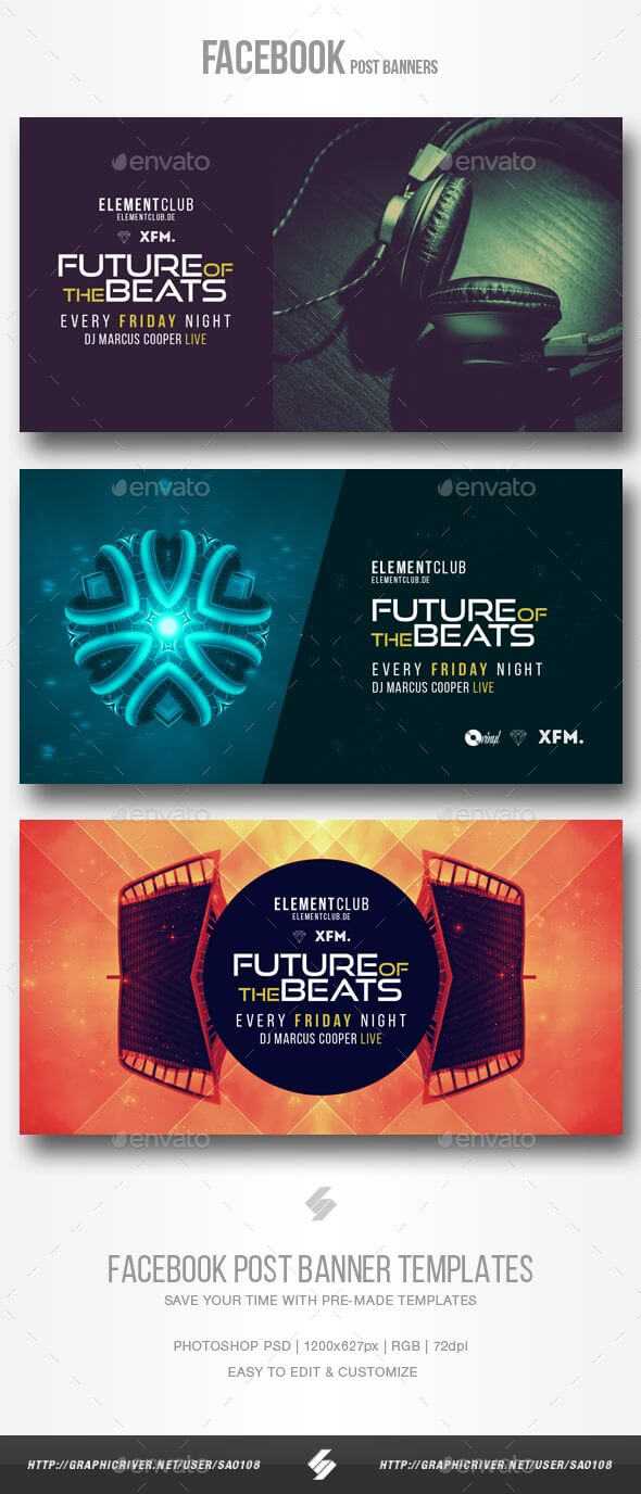 Electronic Music Party – Facebook Post Banner Templates Psd For Facebook Banner Template Psd