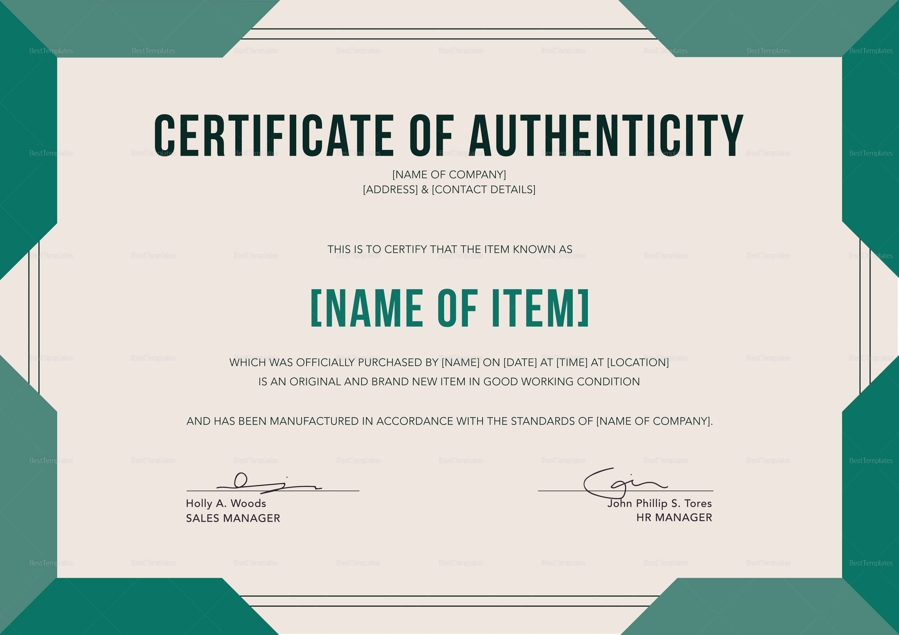 Elegant Certificate Of Authenticity Template Throughout Certificate Of Authenticity Template