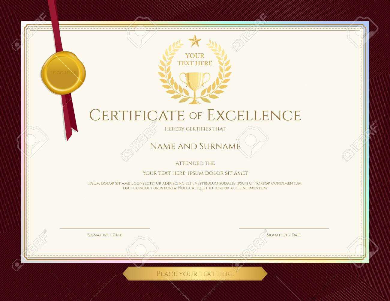 Elegant Certificate Template For Excellence, Achievement, Appreciation.. Inside Elegant Certificate Templates Free