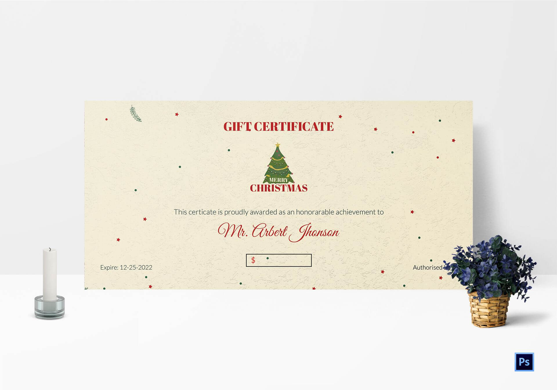 Elegant Christmas Gift Certificate Template For Merry Christmas Gift Certificate Templates